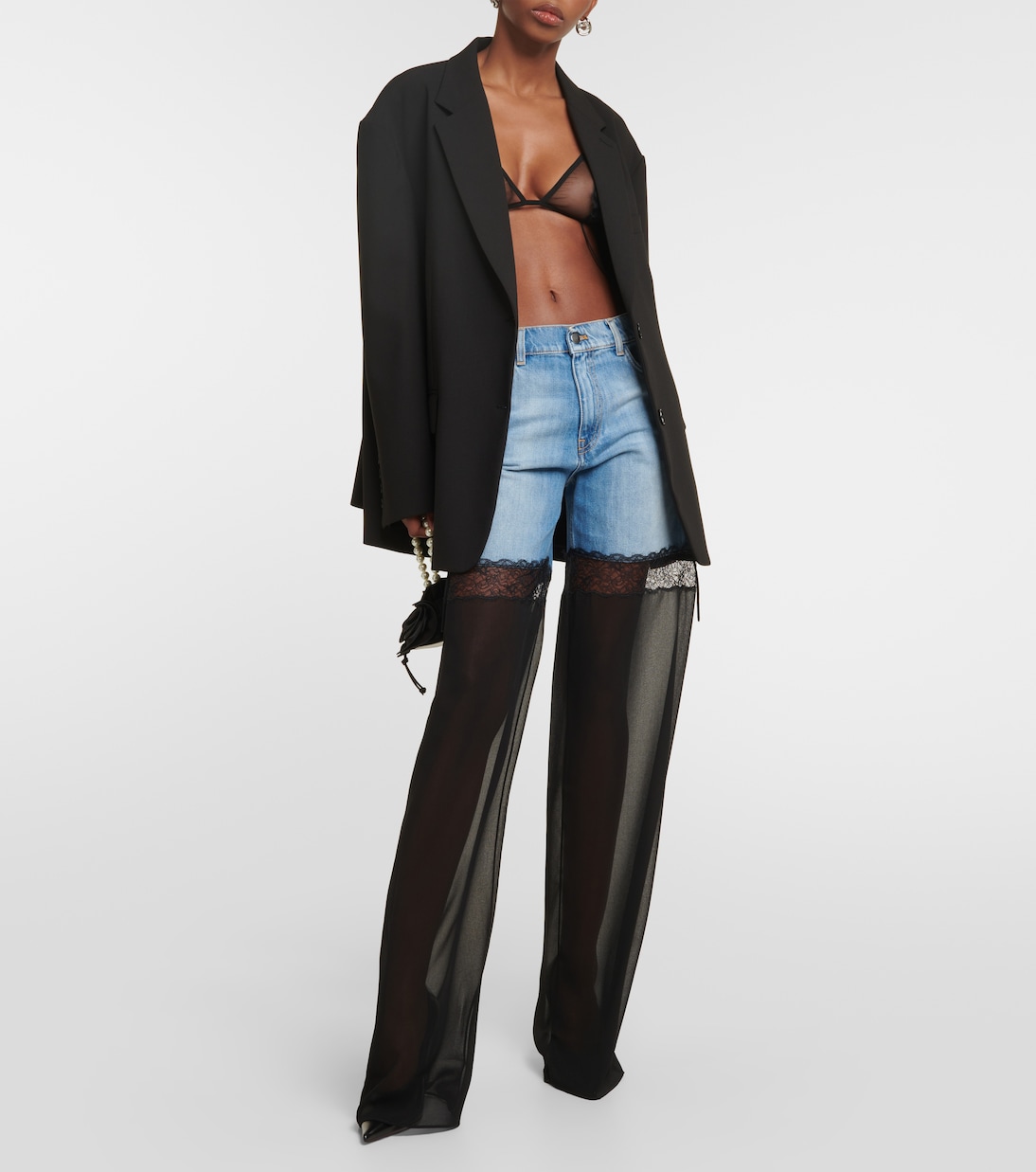 Sujetador de malla con apliques florales | Nensi Dojaka