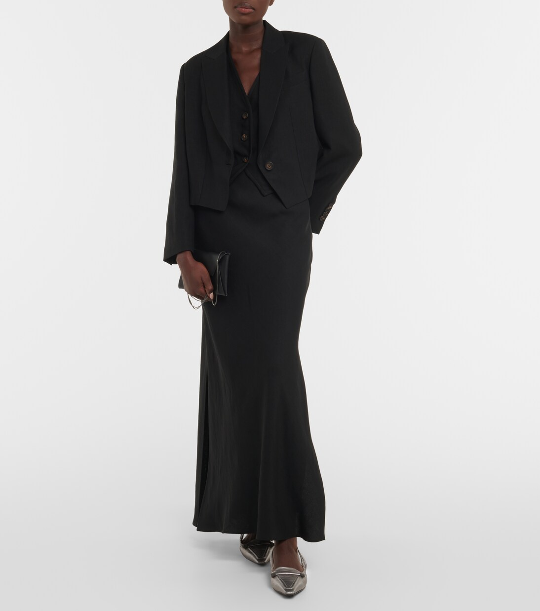 金属感皮革露跟平底鞋 | Brunello Cucinelli