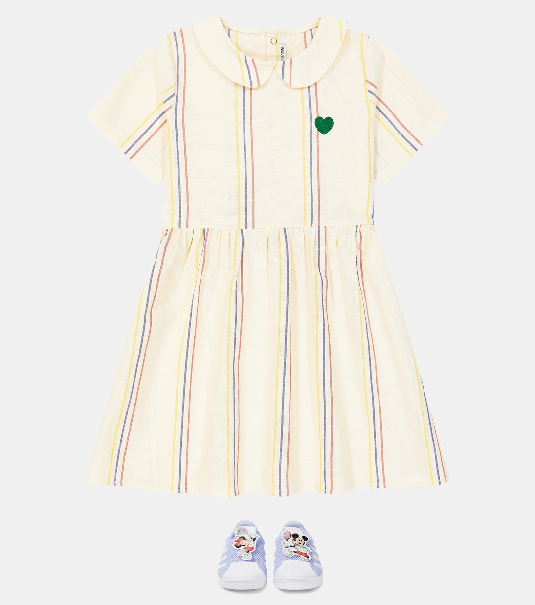 Robe rayée en coton et lin | Mini Rodini