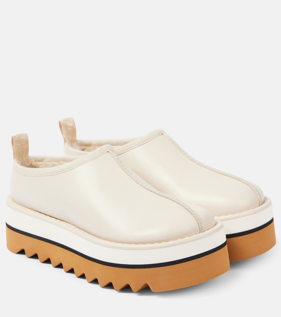 Sneak-Elyse faux fur-lined faux leather mules | Stella McCartney
