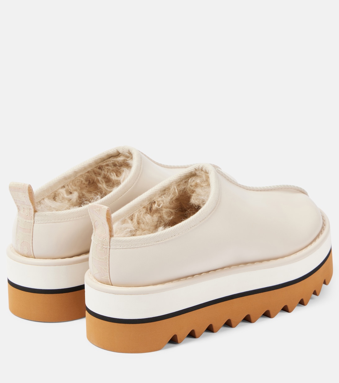 Sneak-Elyse faux fur-lined faux leather mules | Stella McCartney