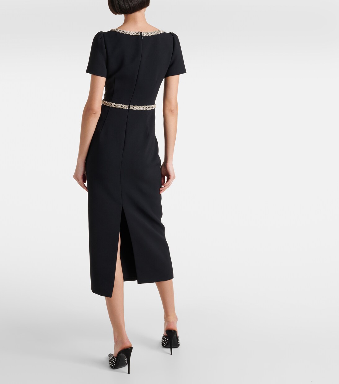 Robe midi en crêpe à ornements | Self-Portrait