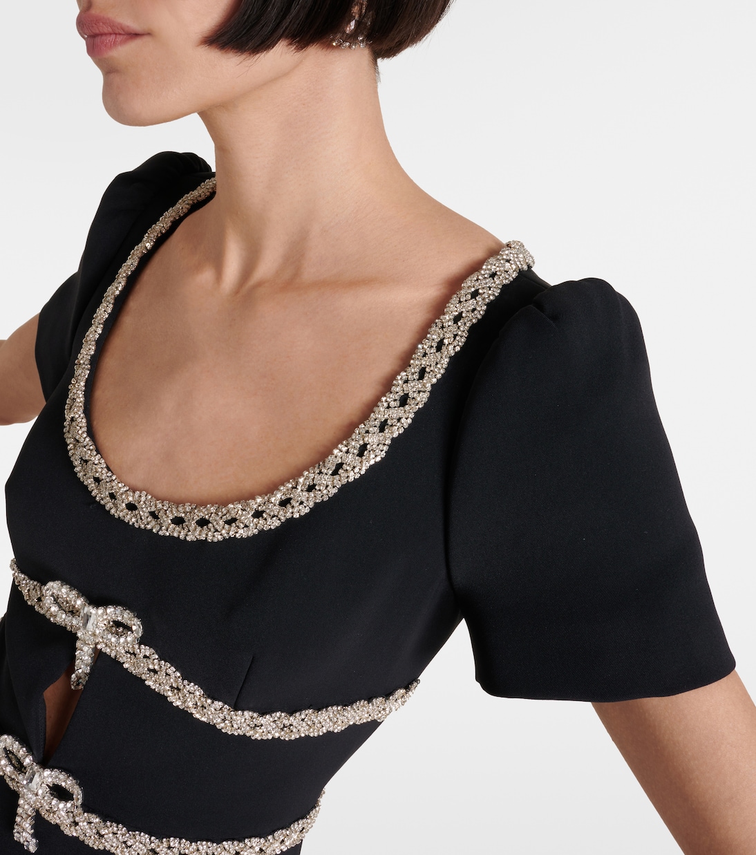 Robe midi en crêpe à ornements | Self-Portrait