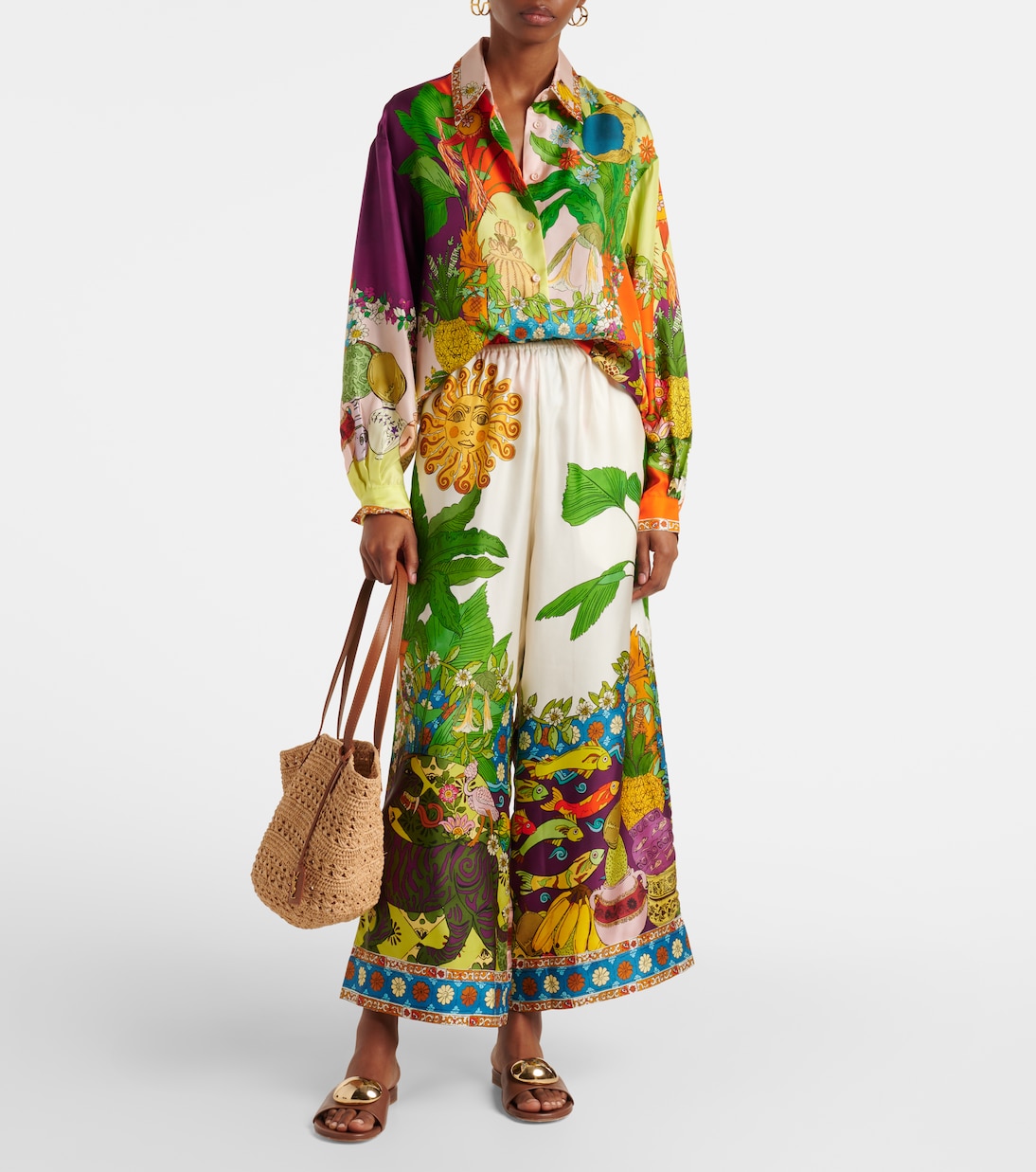 Pantalon ample Tiger en soie | Alémais