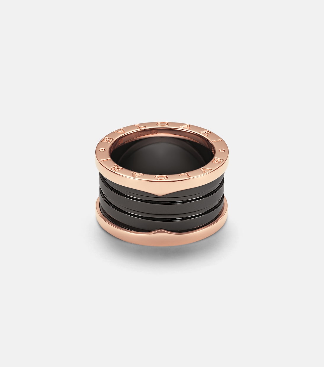 B.zero1 18kt rose gold and ceramic ring | Bvlgari