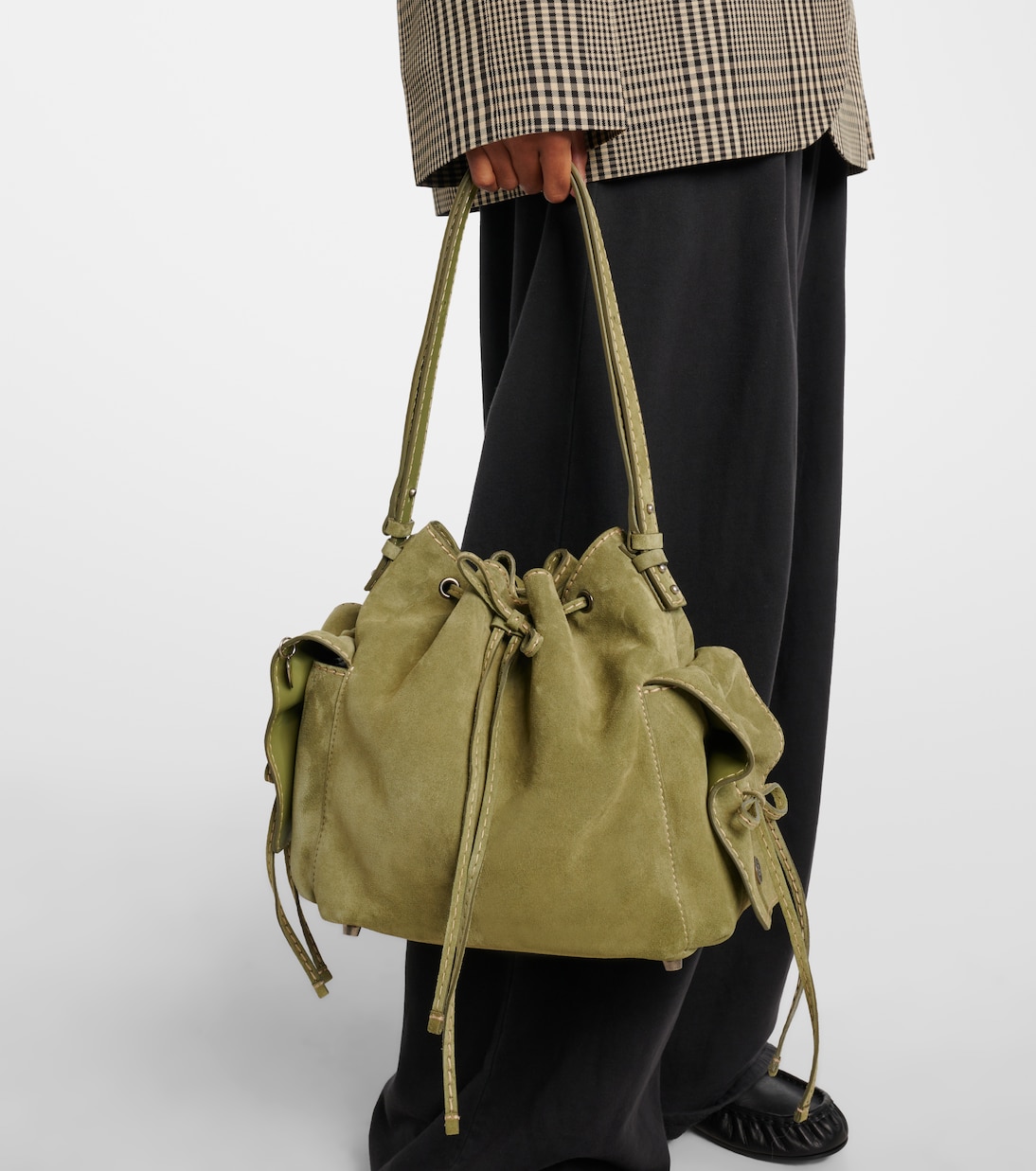 Multipocket Medium suede bucket bag | Acne Studios