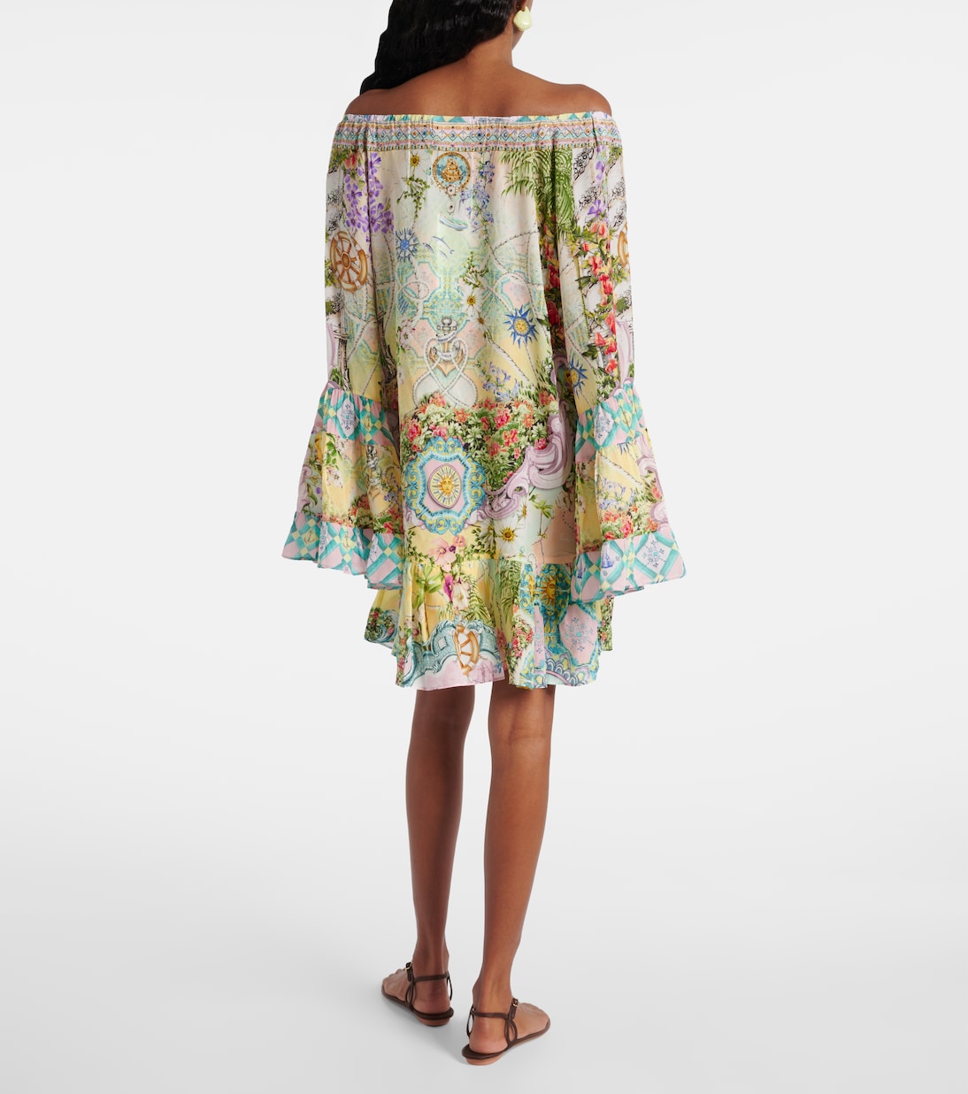 Robe imprimée en crêpe de soie à ornements | Camilla