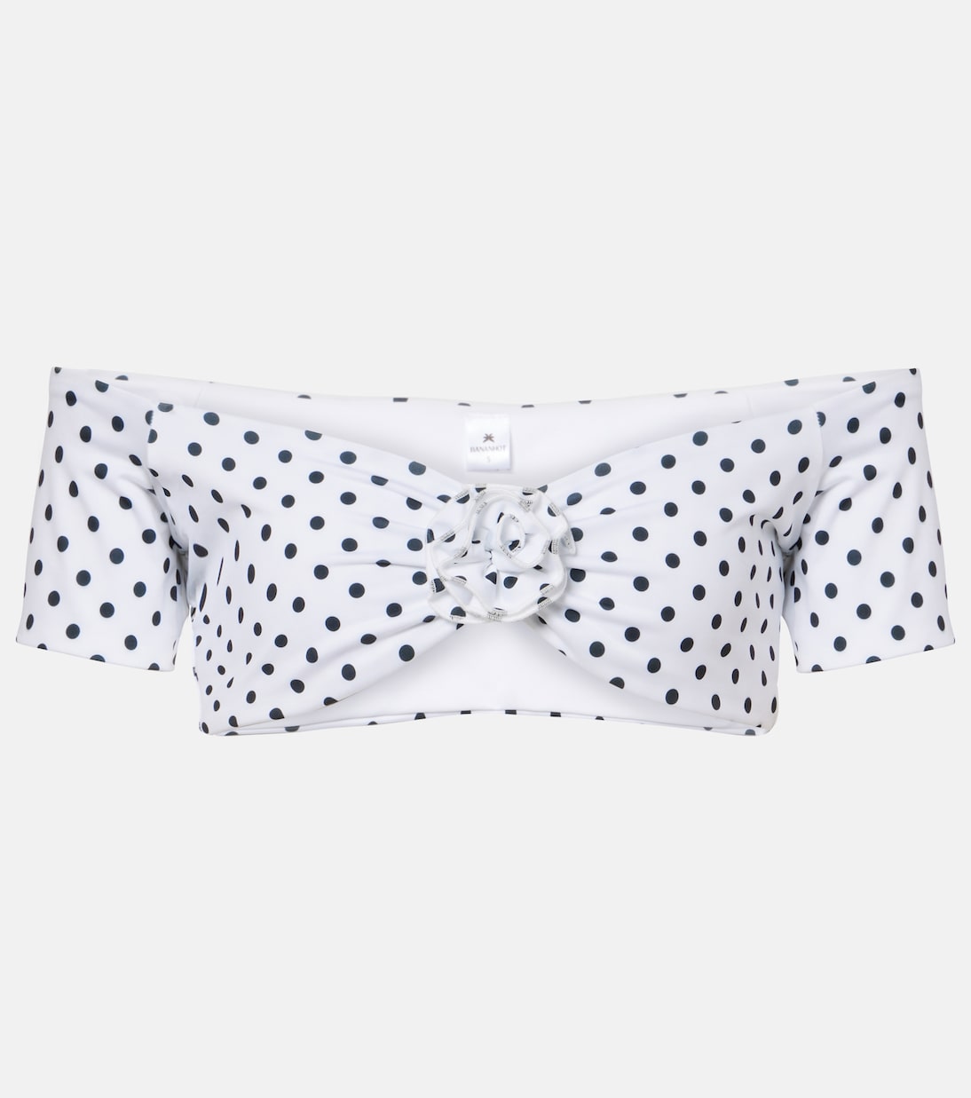 Stefani polka-dot off-shoulder crop top | Bananhot