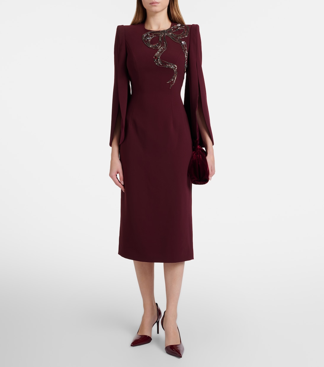 Love beaded crêpe midi dress | Jenny Packham