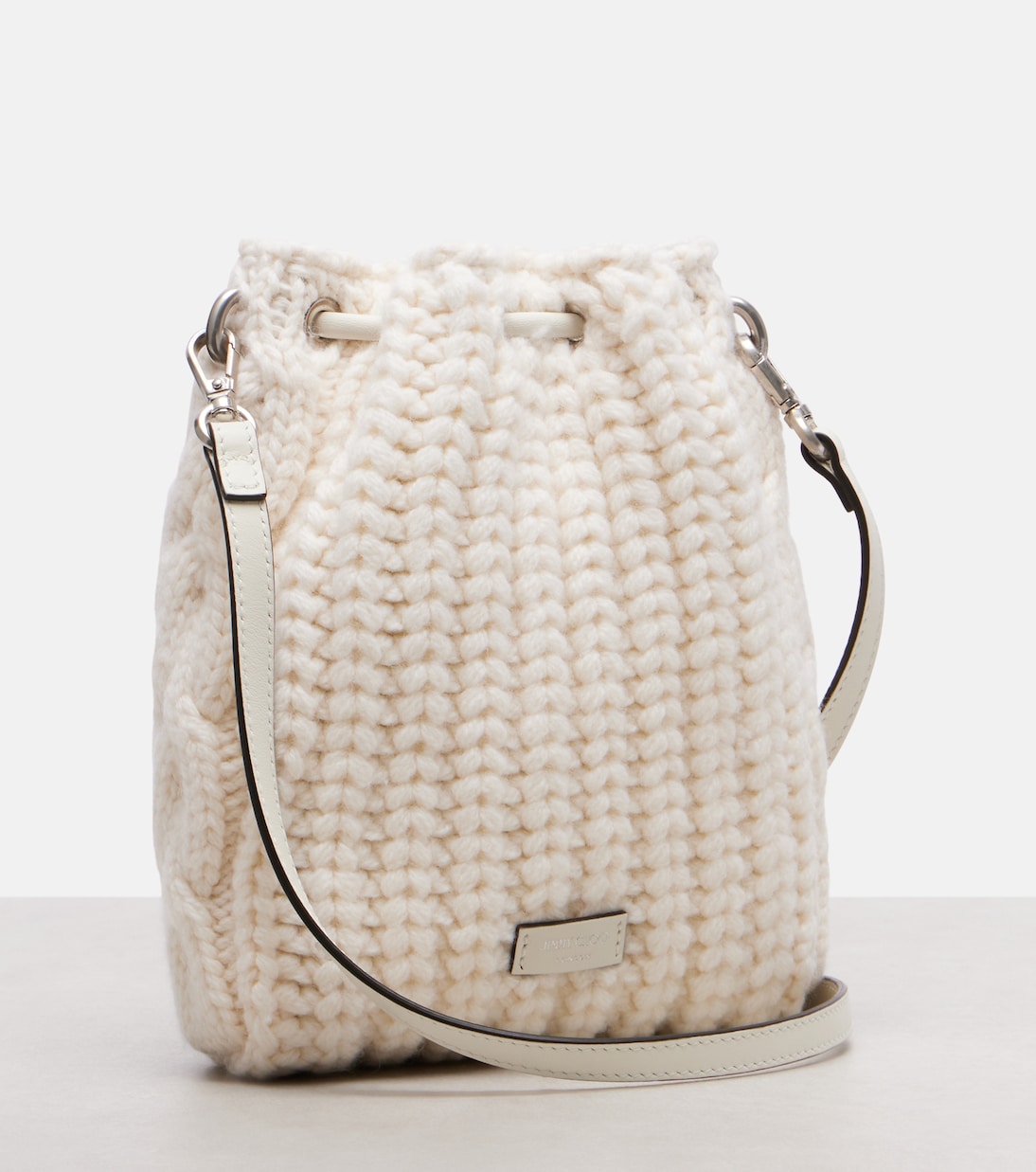 Cinch Mini cable-knit bucket bag | Jimmy Choo