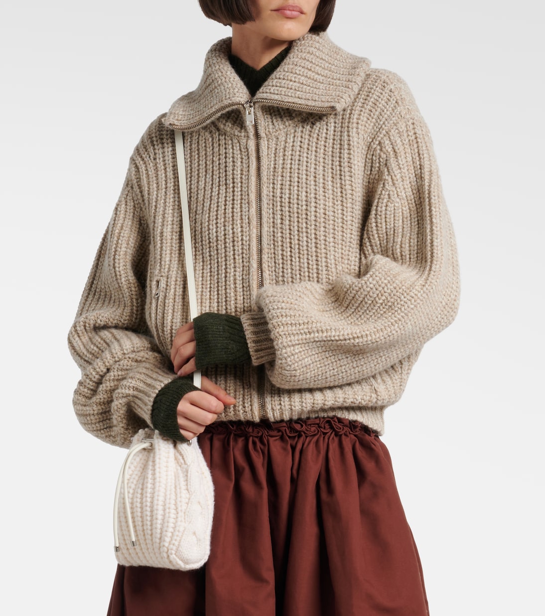 Cinch Mini cable-knit bucket bag | Jimmy Choo