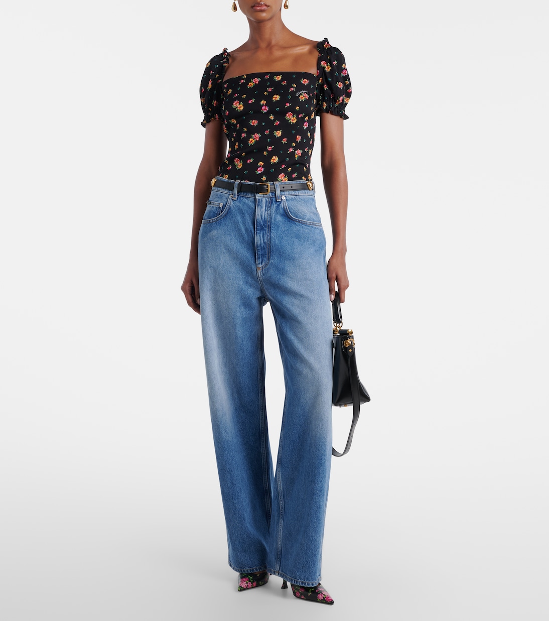 Floral silk-blend charmeuse top | Dolce&Gabbana