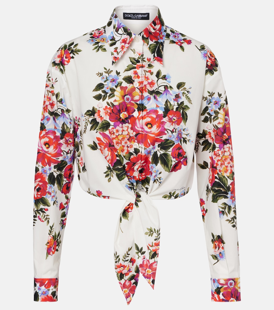 Floral cropped cotton shirt | Dolce&Gabbana
