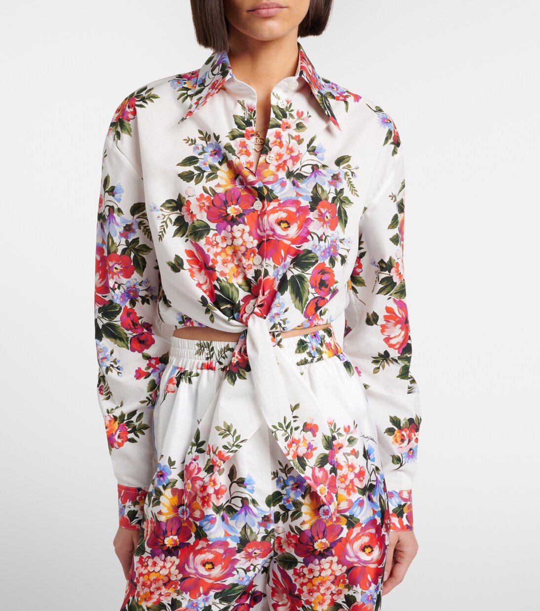 Floral cropped cotton shirt | Dolce&Gabbana