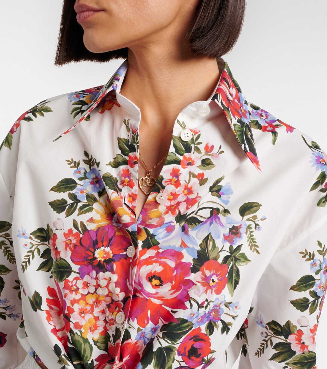 Floral cropped cotton shirt | Dolce&Gabbana