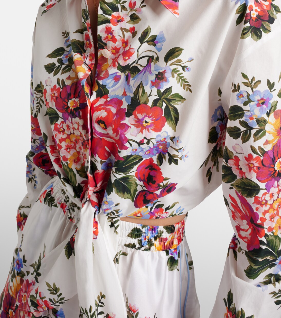 Floral cropped cotton shirt | Dolce&Gabbana