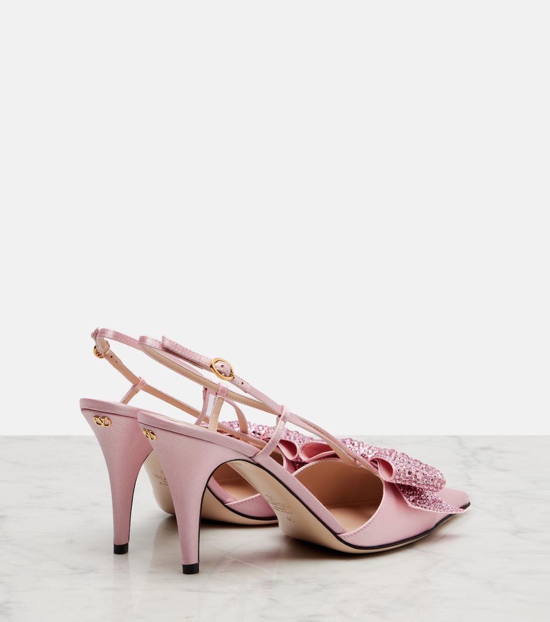 Escarpins slingback Bowow 85 en satin à ornements | Valentino Garavani