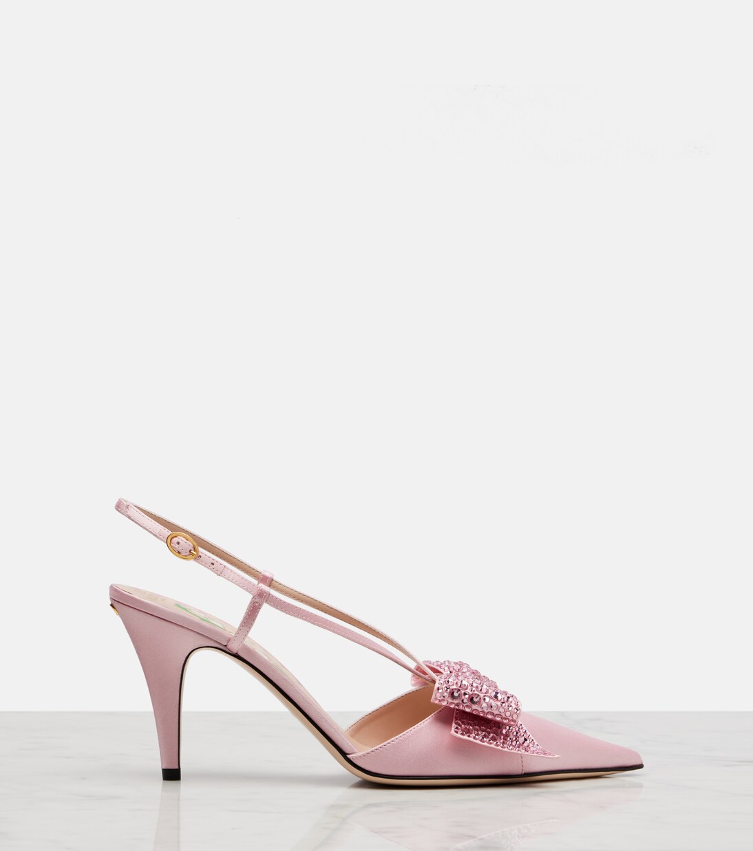 Escarpins slingback Bowow 85 en satin à ornements | Valentino Garavani