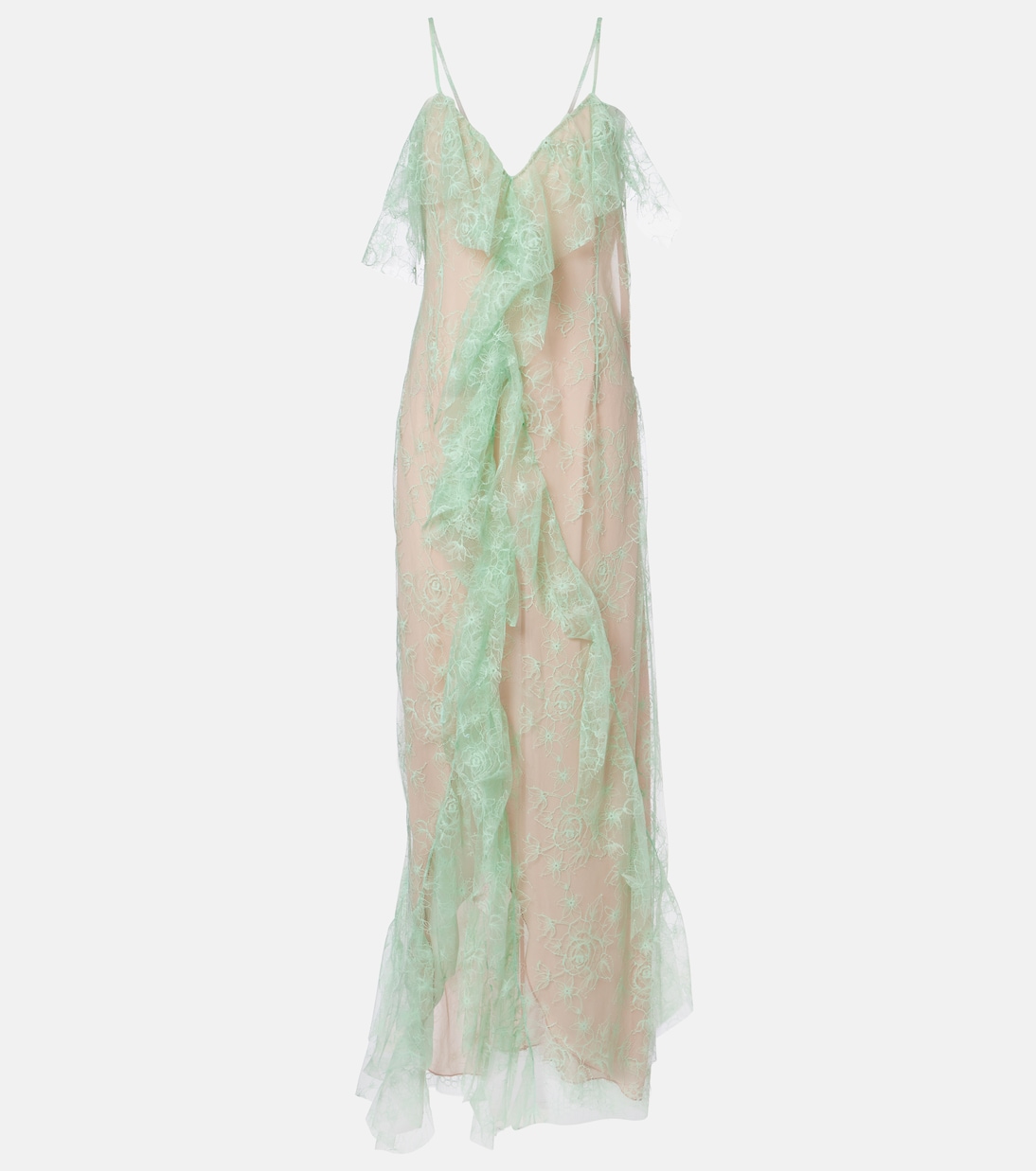 Ruffled sheer lace gown | Blumarine
