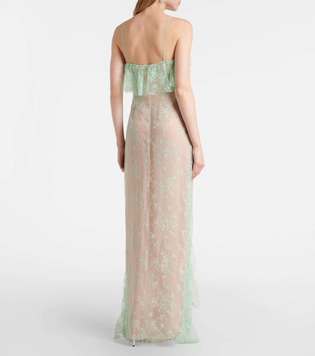 Ruffled sheer lace gown | Blumarine