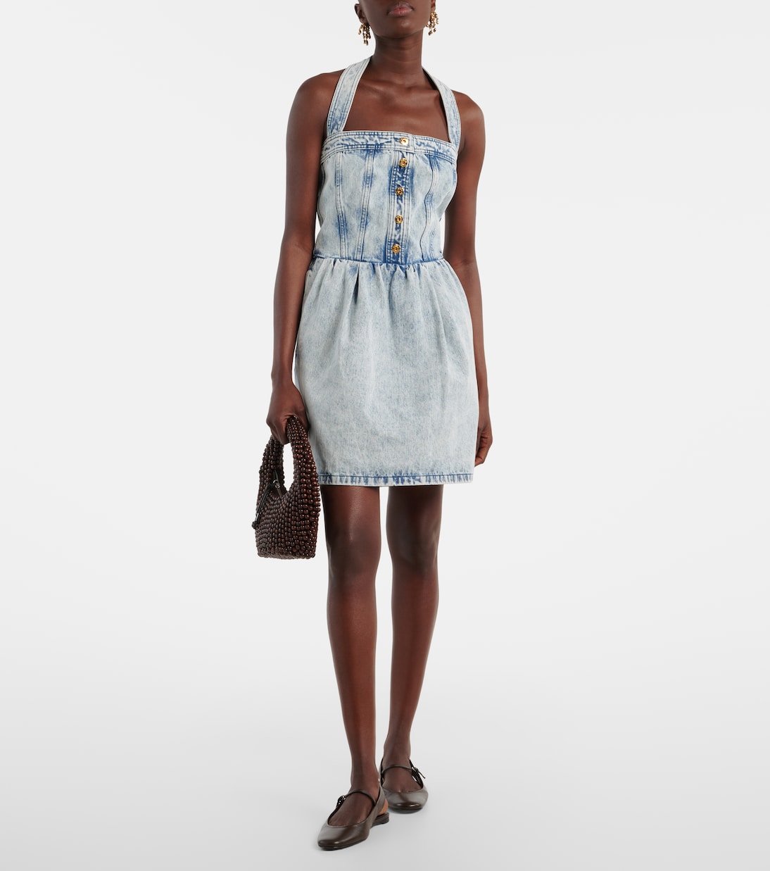 Halterneck denim minidress | Patou