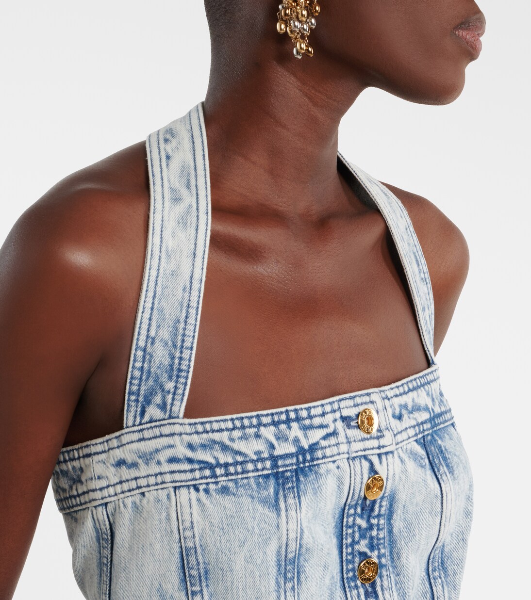 Halterneck denim minidress | Patou