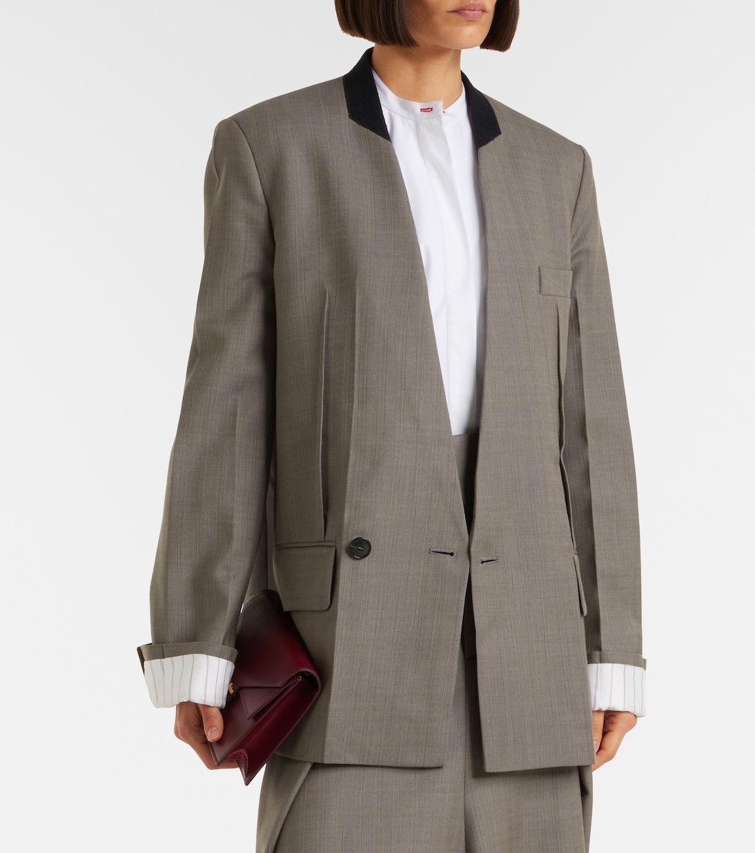 Blazer in lana vergine a spina di pesce | Victoria Beckham