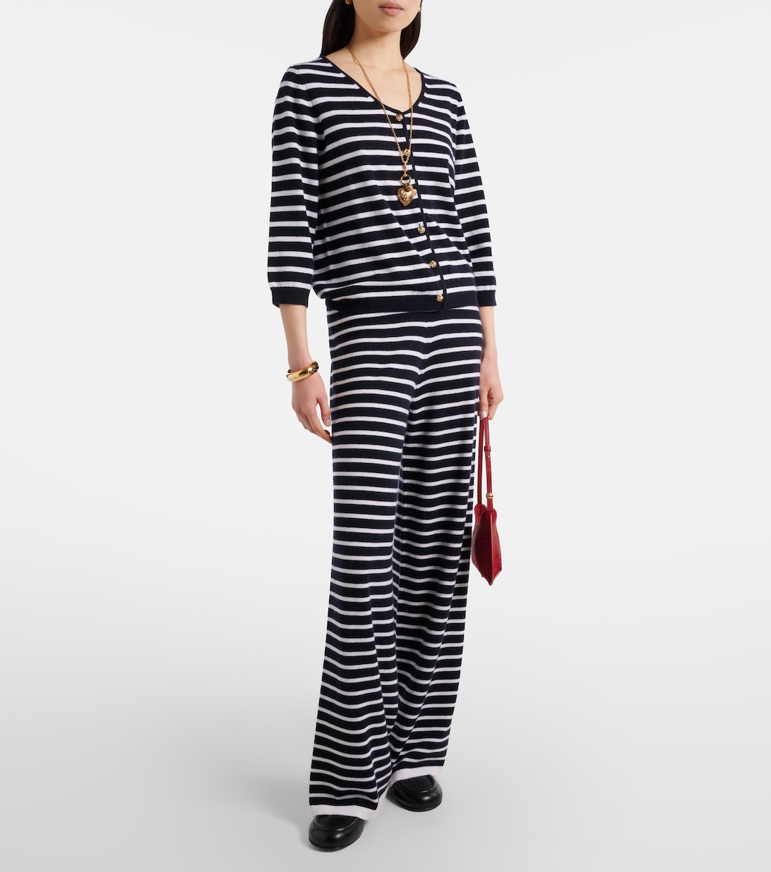 Pantalon ample rayé en cachemire | Jardin des Orangers