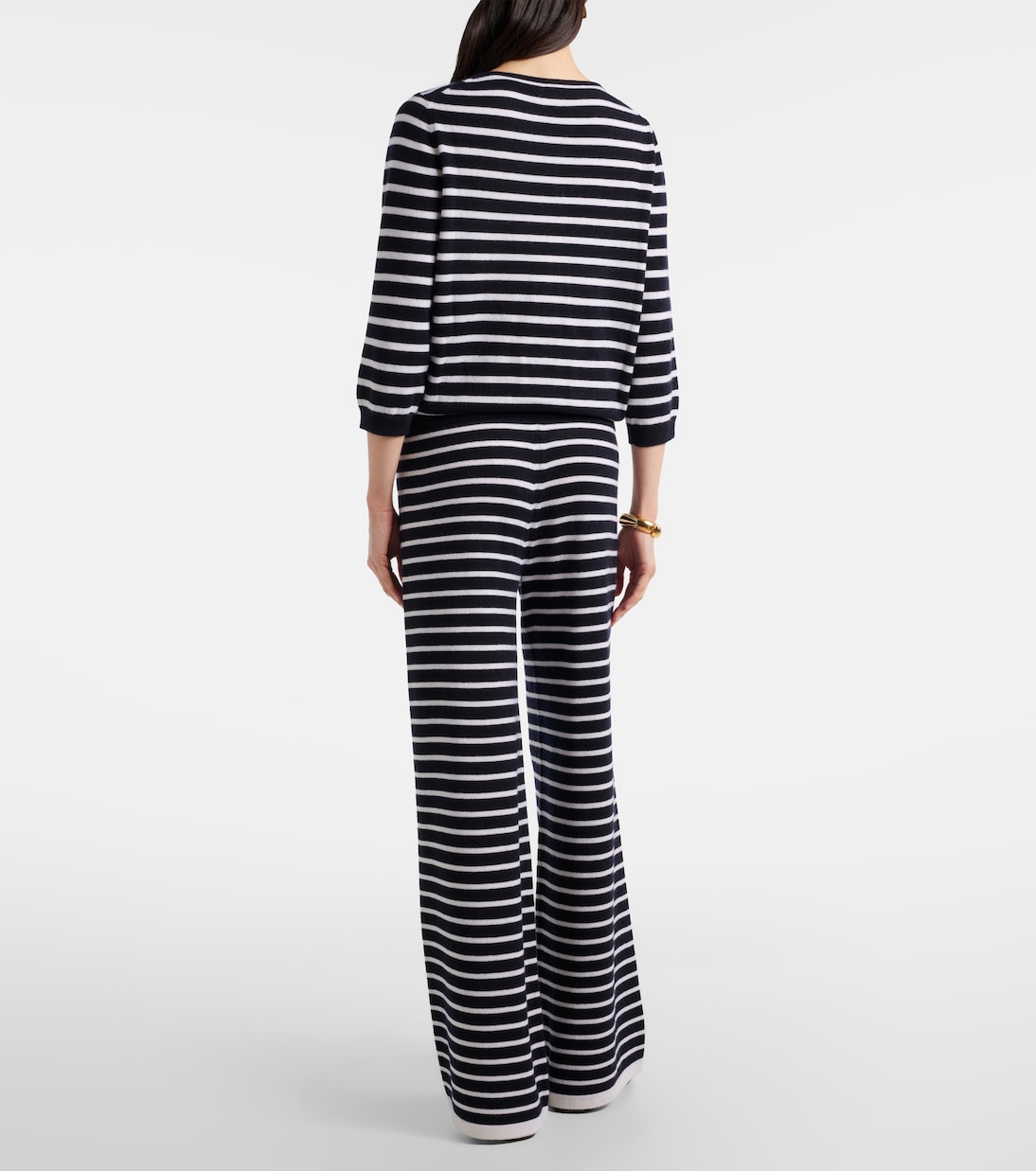 Pantalon ample rayé en cachemire | Jardin des Orangers