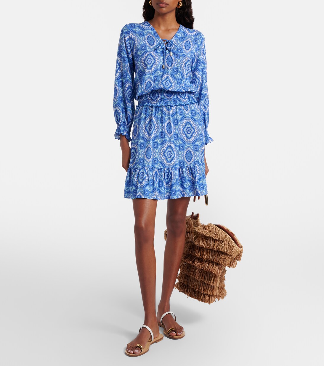 Mykonos printed smocked minidress | Heidi Klein