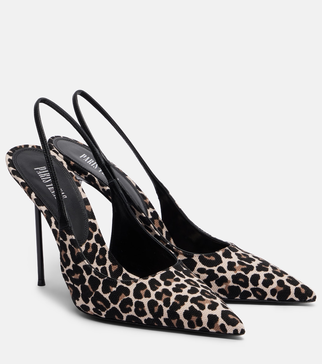 Lidia leopard-print canvas slingback pumps | Paris Texas