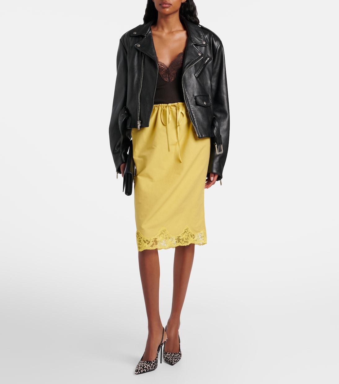 Lidia leopard-print canvas slingback pumps | Paris Texas