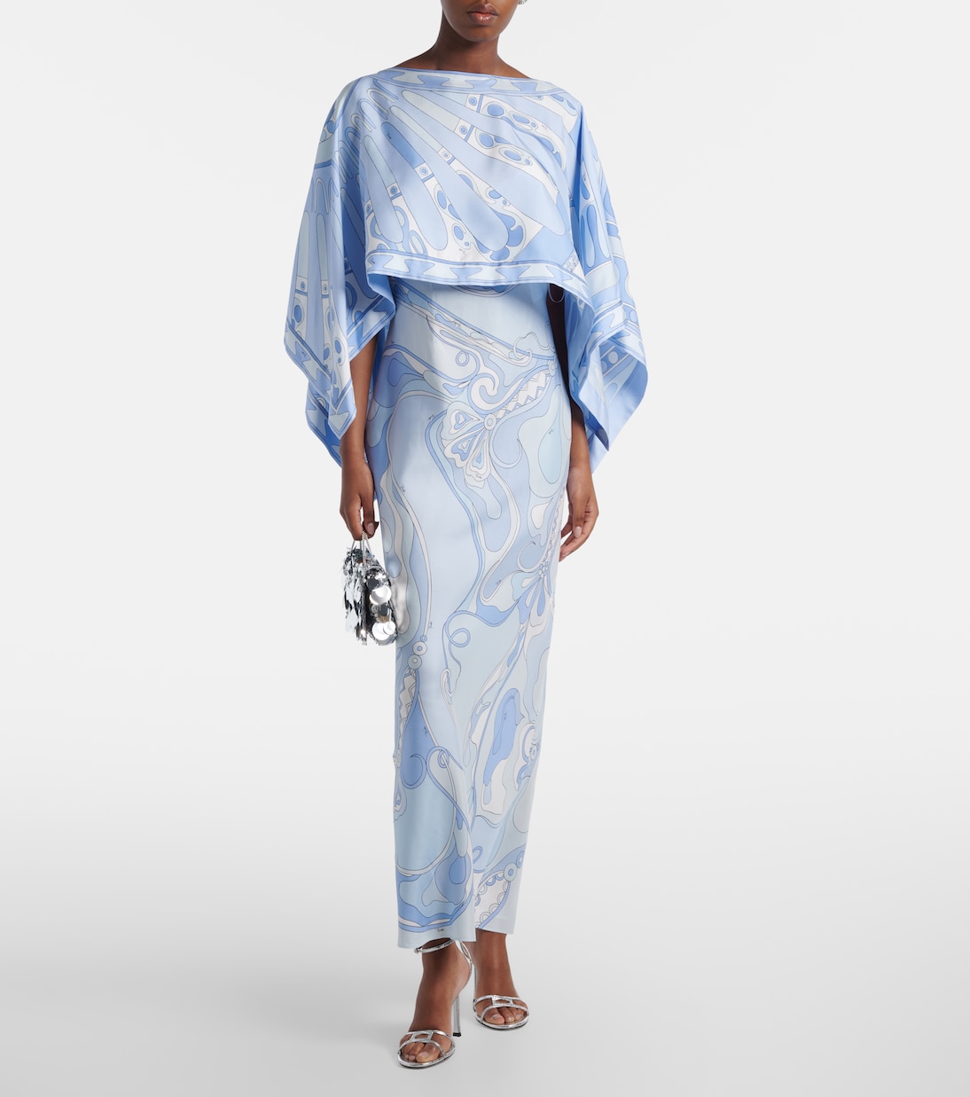 Orchidee Soleil 실크 이브닝 가운 & 케이프 세트 | Pucci