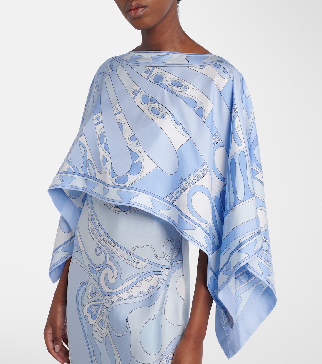 Orchidee Soleil 실크 이브닝 가운 & 케이프 세트 | Pucci