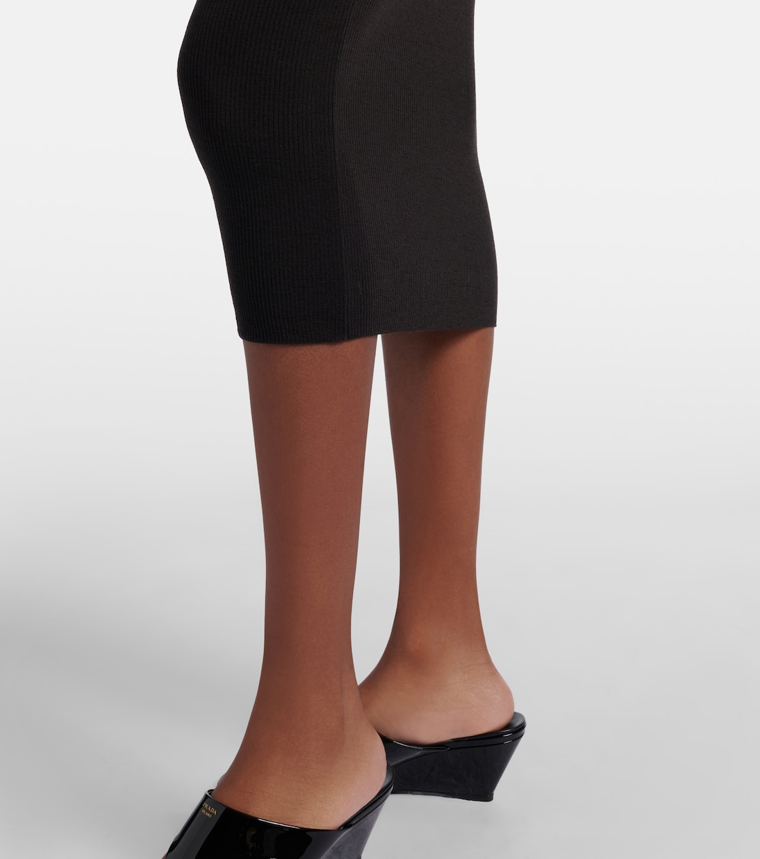 Robe midi en laine vierge | Prada