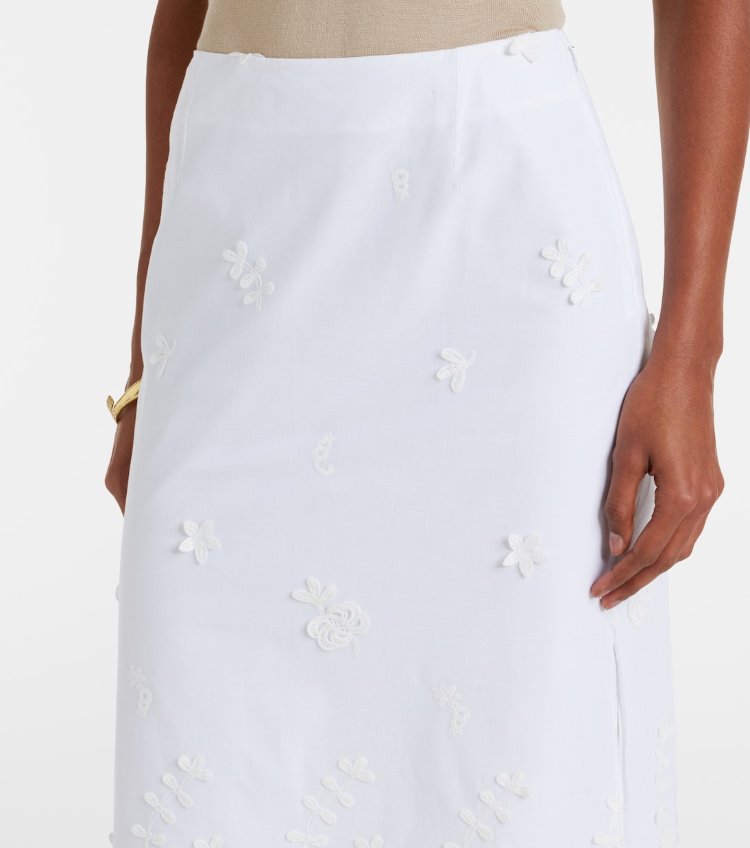 Falda midi Malik de algodón bordada | Altuzarra