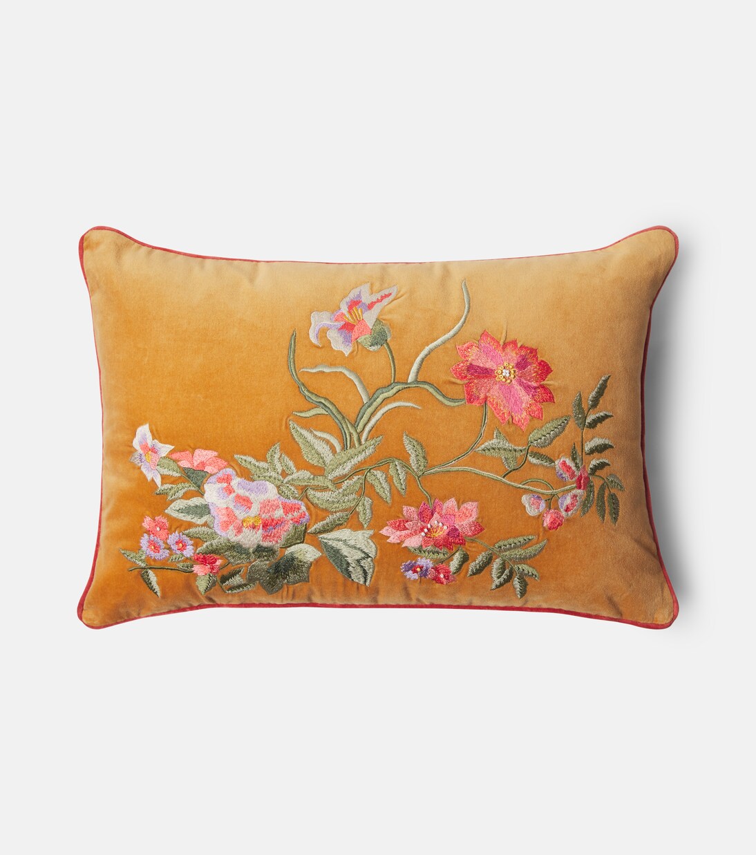 Embroidered cotton velvet cushion | Les-Ottomans