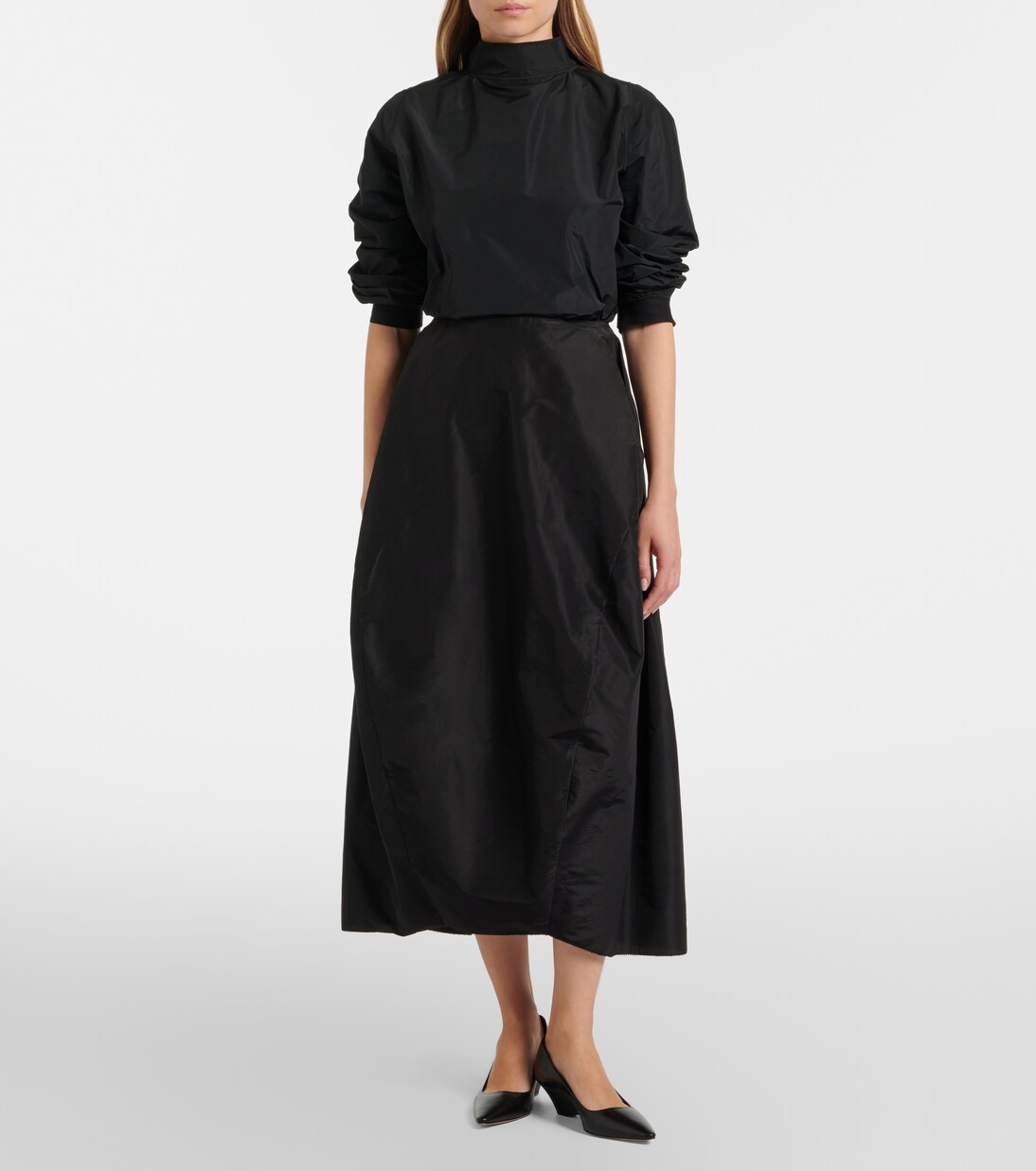Galyra cotton and silk satin midi skirt | The Row