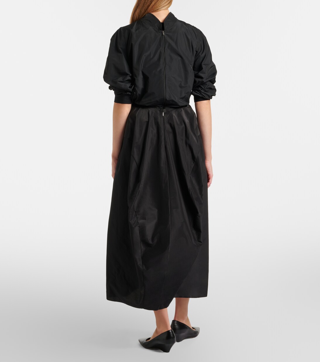 Galyra cotton and silk satin midi skirt | The Row