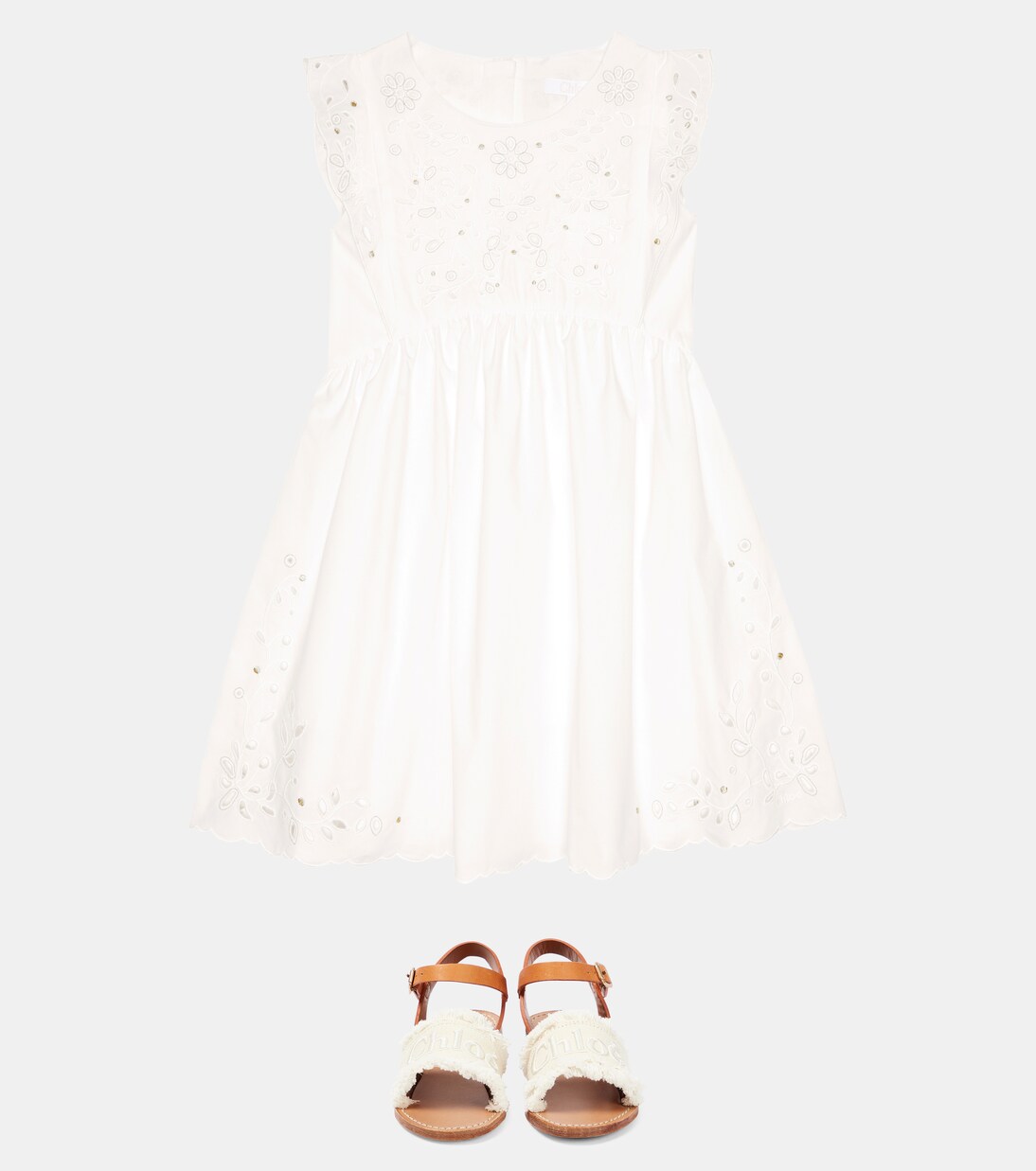 Eyelet cotton dress | Chloé Kids