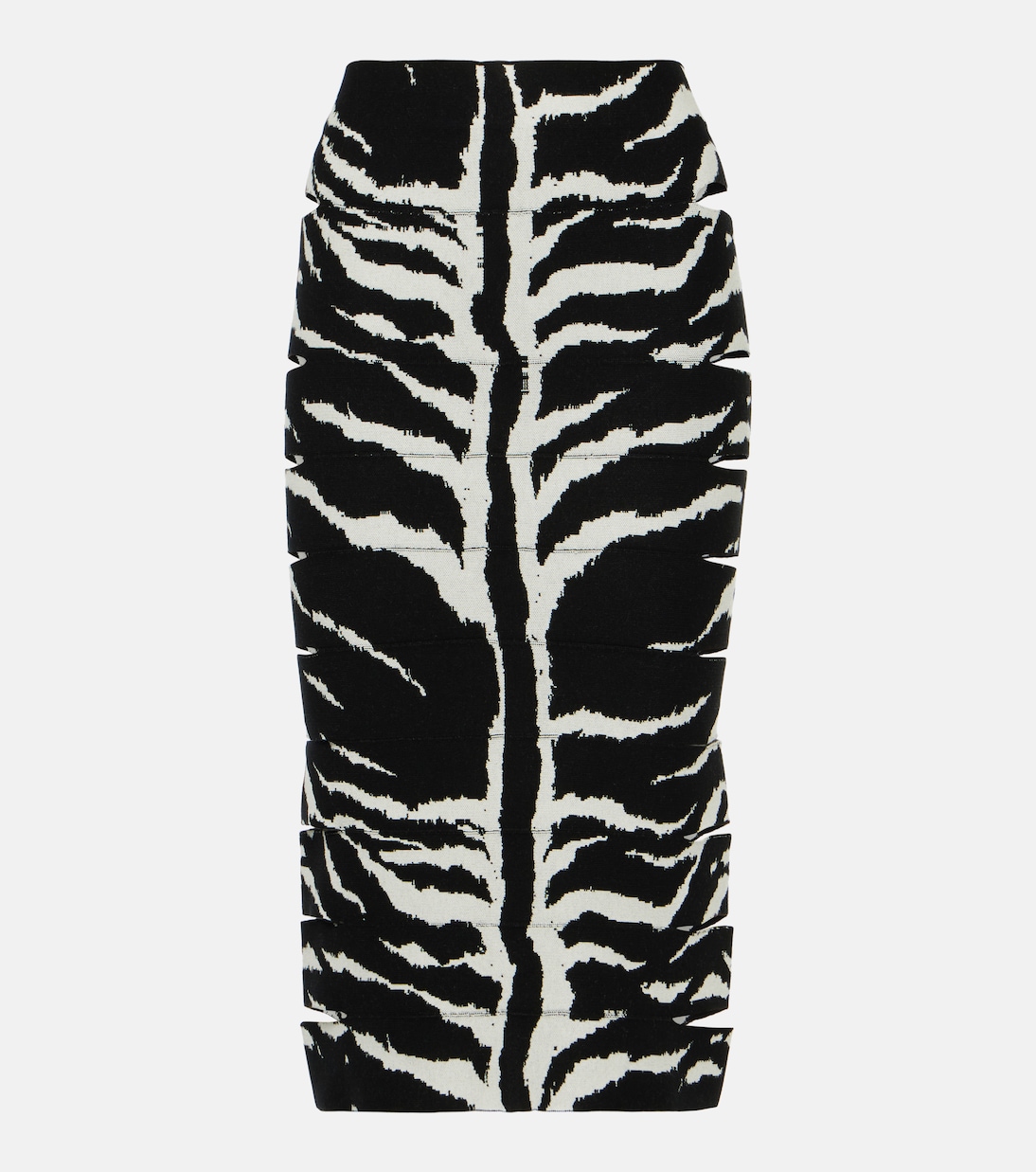 Zebra-printed high-rise midi skirt | Alaïa