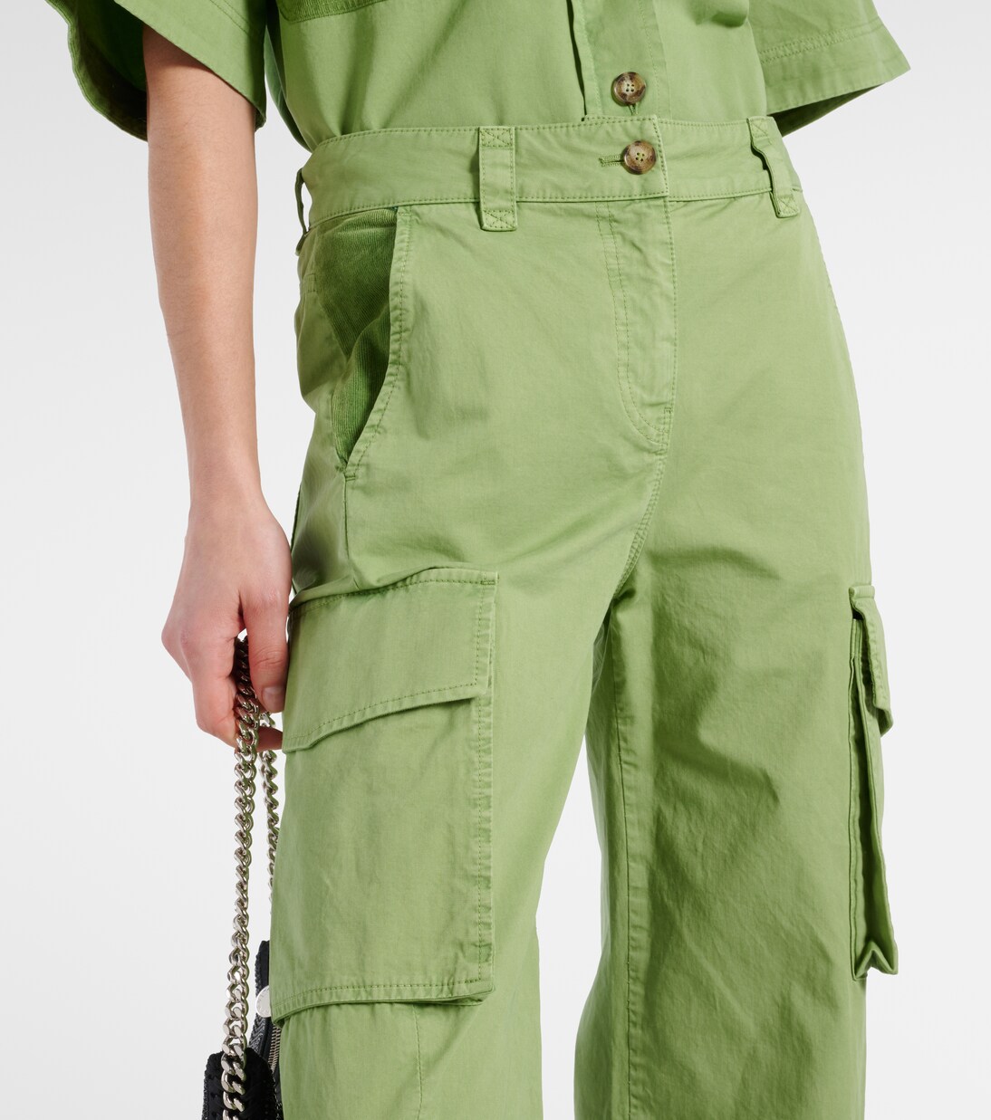 Pantalones cargo de algodón de tiro medio | Stella McCartney