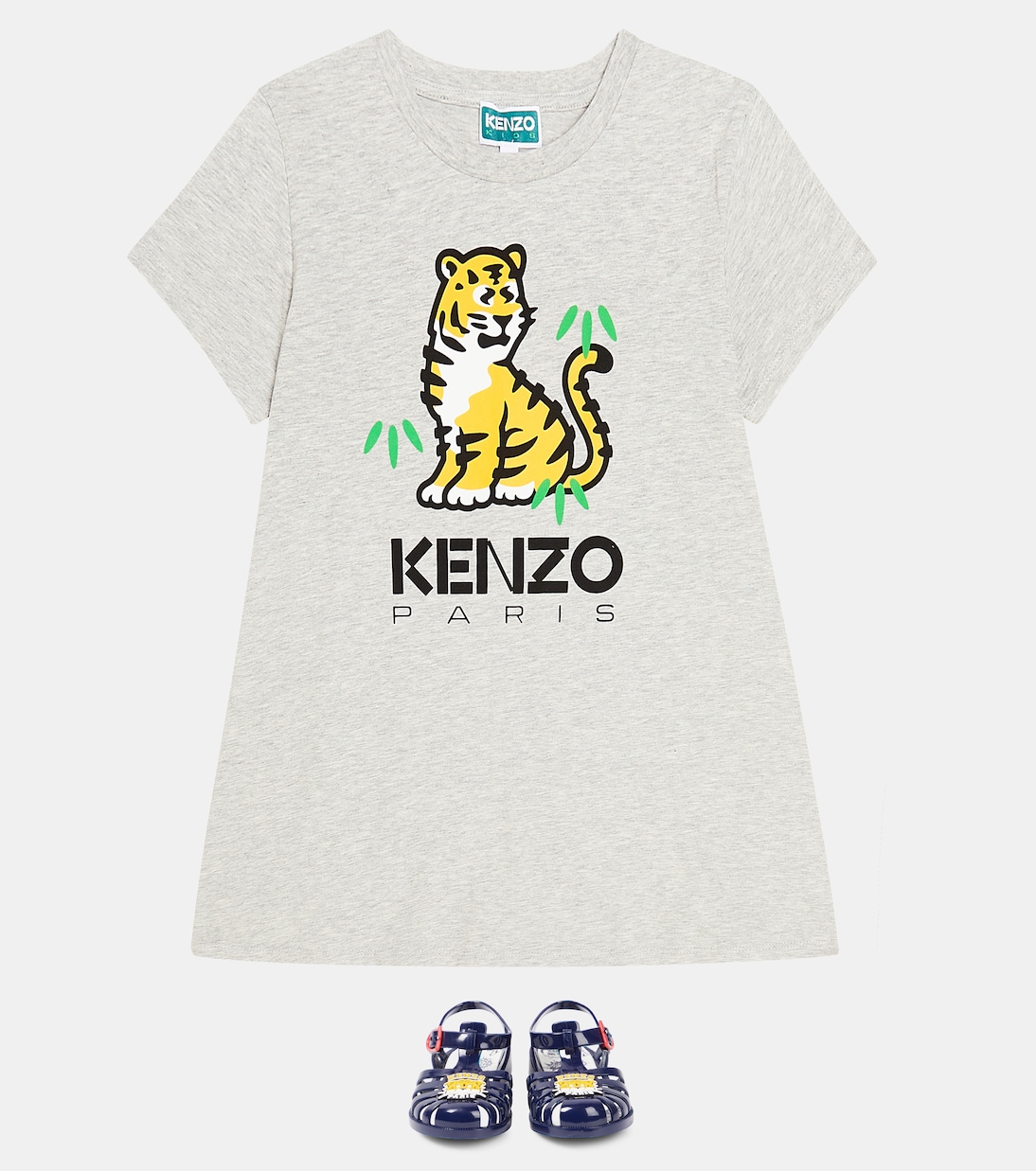 Printed cotton jersey T-shirt dress  | Kenzo Kids