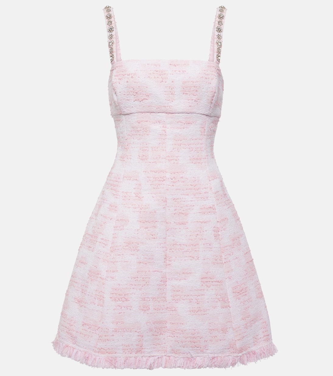 فستان قصير من التويد مع تزيين بالكريستال | Oscar de la Renta