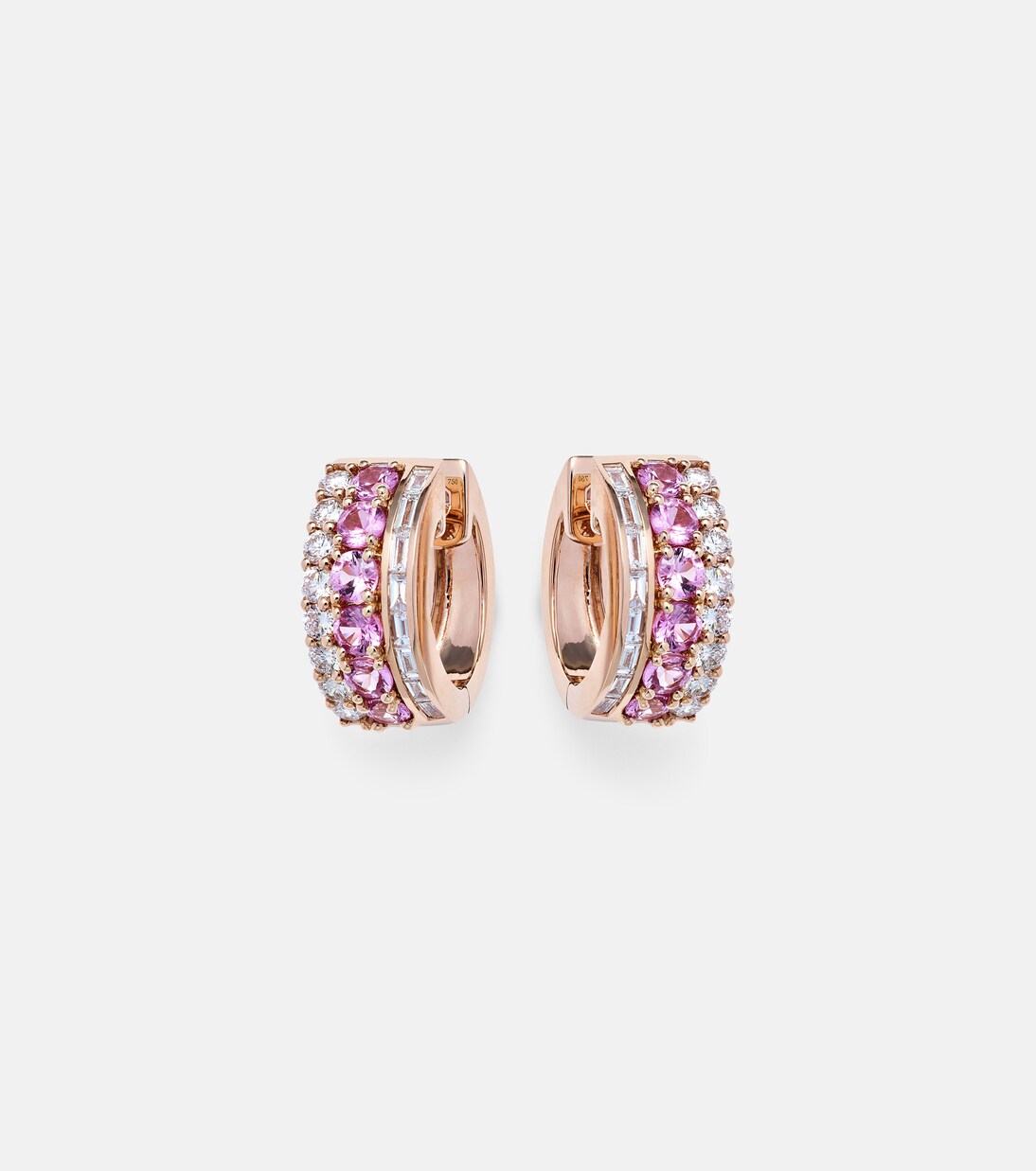 Orecchini a cerchio Lola in oro rosa 18kt con diamanti e zaffiri | Anita Ko