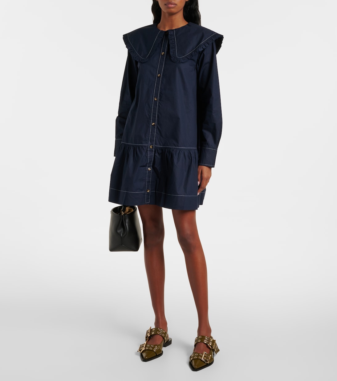 Vestido camisero de algodón | Ganni