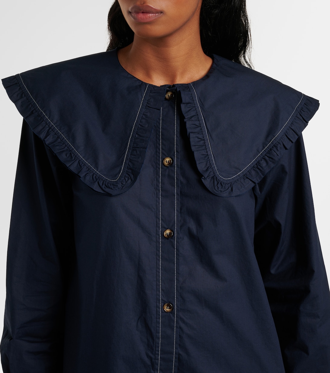 Vestido camisero de algodón | Ganni