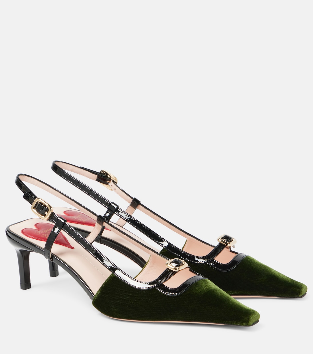 Viv' Canard leather-trimmed slingback pumps | Roger Vivier