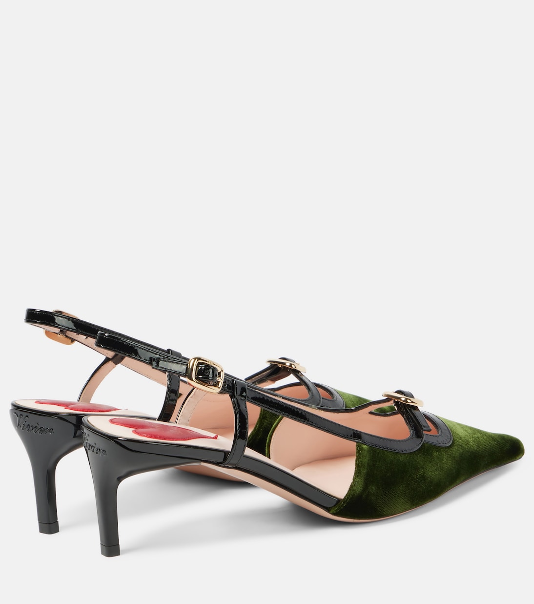 Viv' Canard leather-trimmed slingback pumps | Roger Vivier