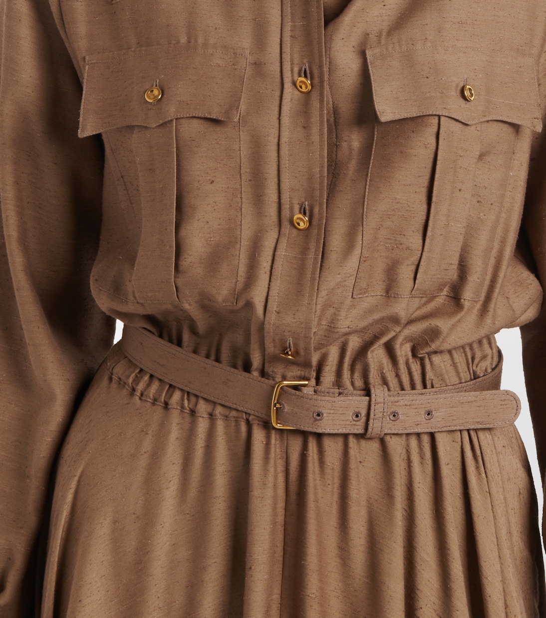 Lela不对称真丝衬衫式连衣裙 | Loro Piana